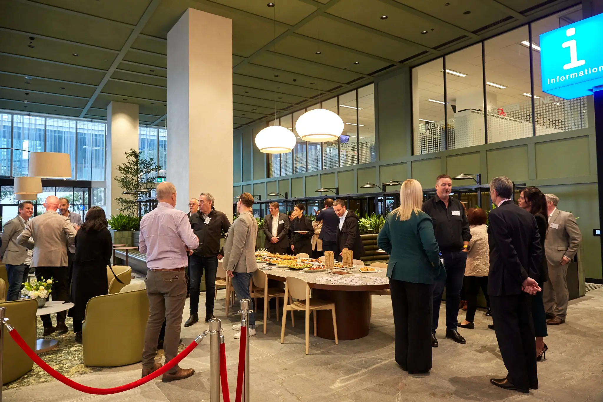 Opening event in the completed 717 Bourke Street lobby and business lounge