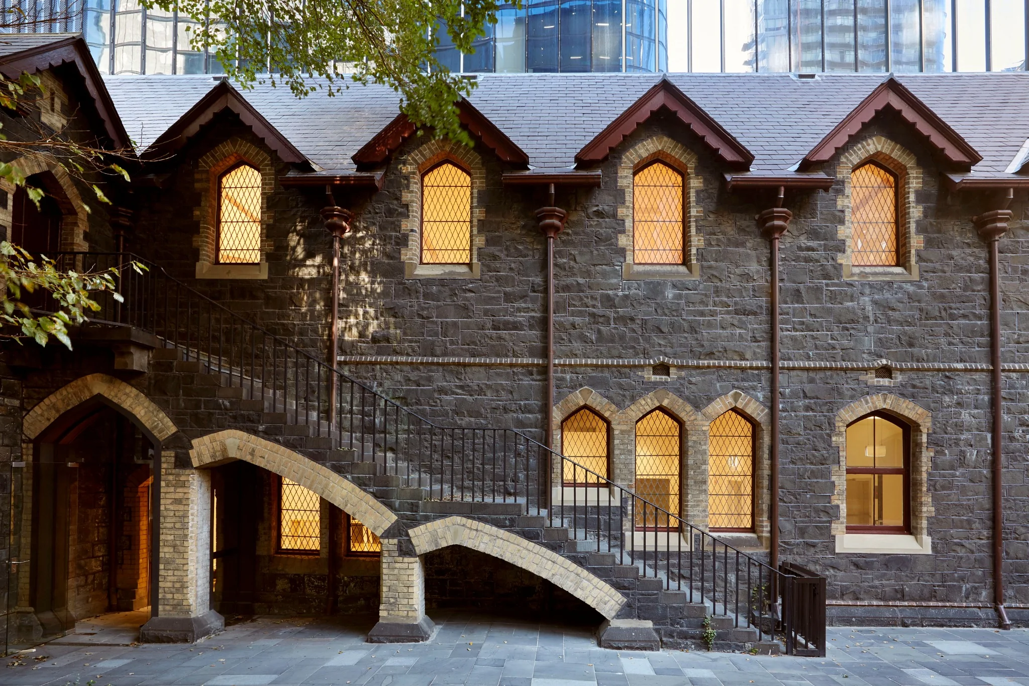 School House courtyard and heritage facade